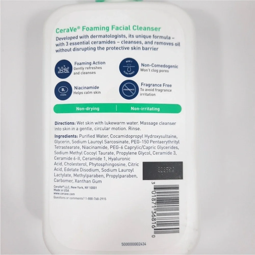 CeraVe Foaming Facial Cleanser for Normal to Oily Skin -16fl oz